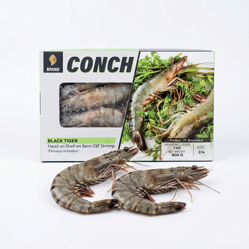 Black Tiger Garnele Ganz 2/4 Tiefgekuehlt 1 kg (Glasur 20%)