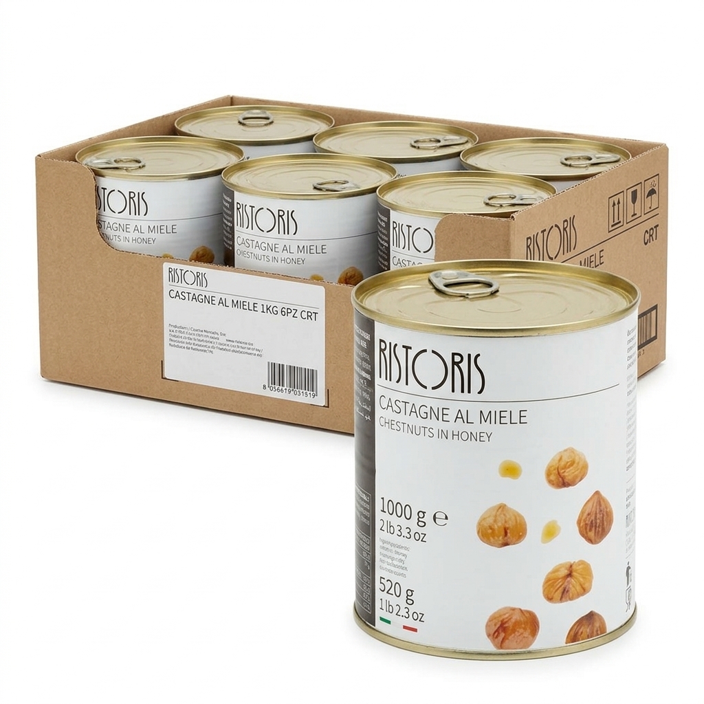 Kastanien in Honig Ristoris 1 kg (Karton 6 Stk.)