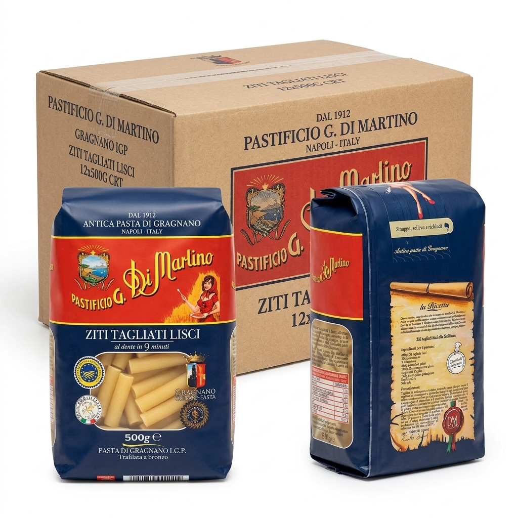 Ziti Tagliati Lisci Gragnano IGP 500 g (Carton of 12) — Di Martino