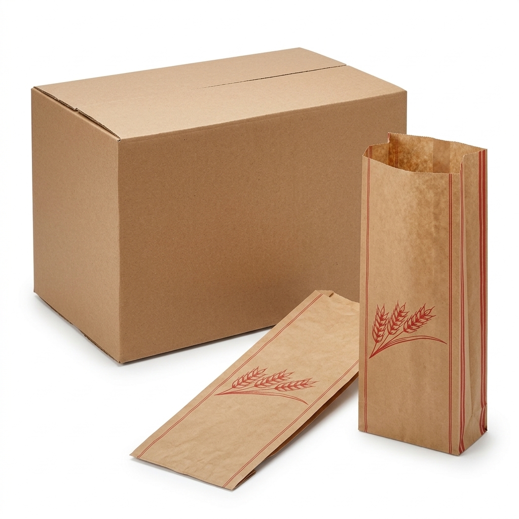 Sacchetto per Pane in Carta Kraft Decoro Rosso 190x70x590mm 210spaink190 1000pz Crt FIRST