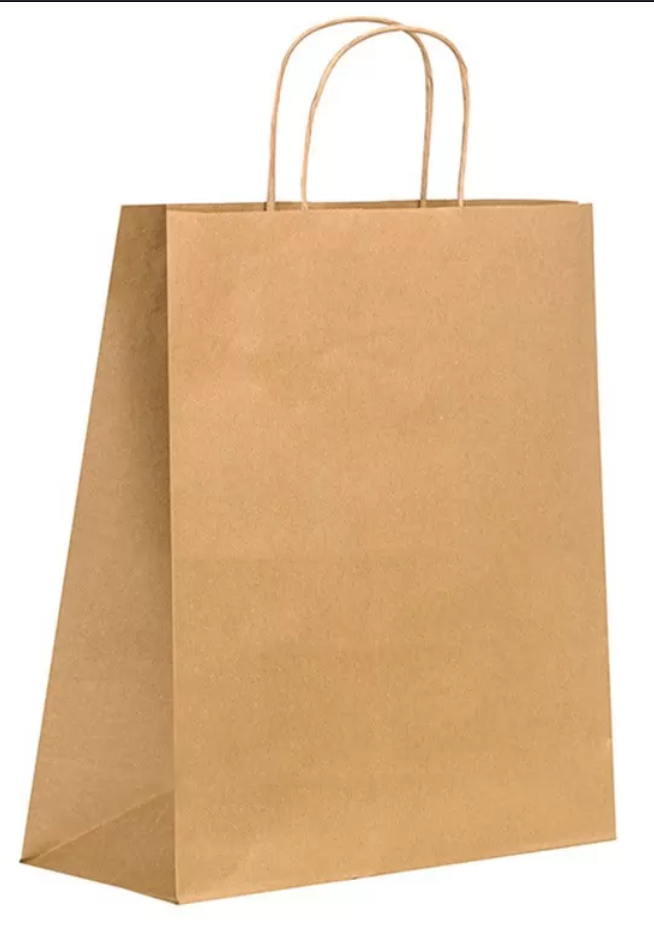 Sac Cabas en Papier Kraft à Poignées Fines 450 × 160 × 480 mm (Carton 150 pièces) FIRST