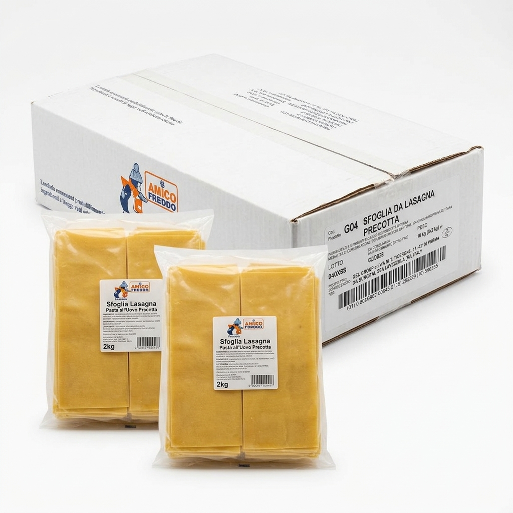 Sfoglia per Lasagna all'Uovo Precotta 5 x 2 kg (Cartone 10 kg) — Amico Freddo