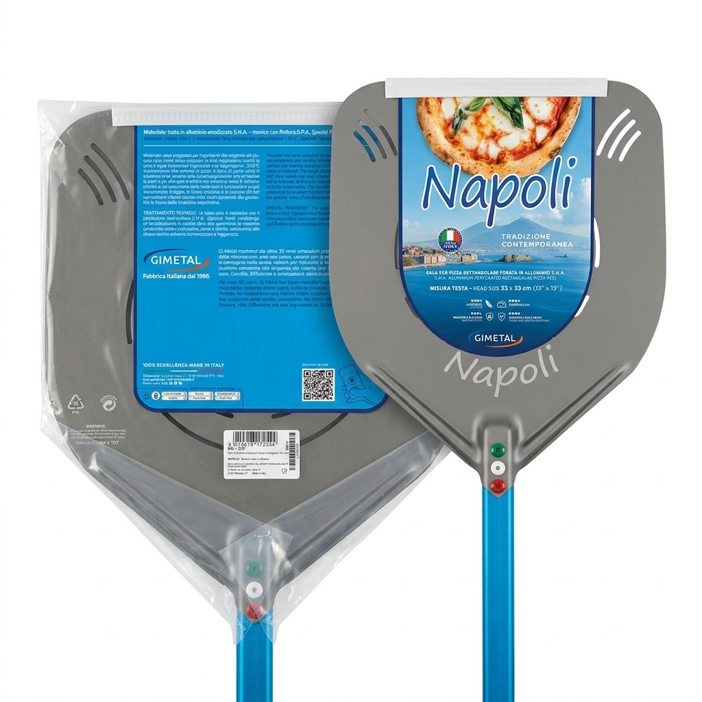 Rectangular Perforated Pizza Peel Napoli Anodised Aluminium 33x33 cm — Gi.Metal