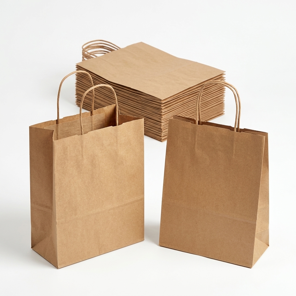 Braune Kraftpapier-Tragetasche mit Henkeln Baby 17,5 x 9 x 23 cm (Karton 500 Stk.) FIRST