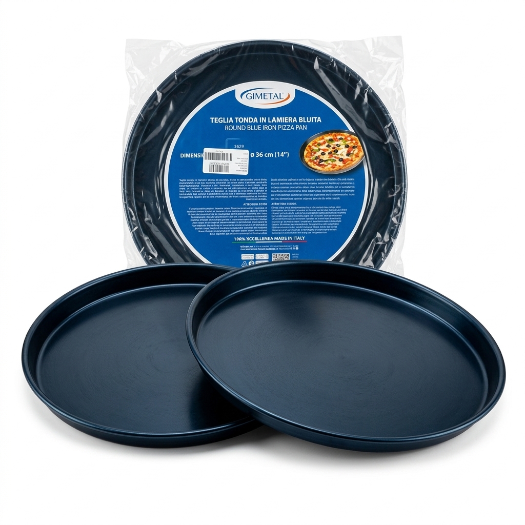 Blue Iron Round Pizza Pan Ø 36 cm Splayed Rim — Gi.Metal