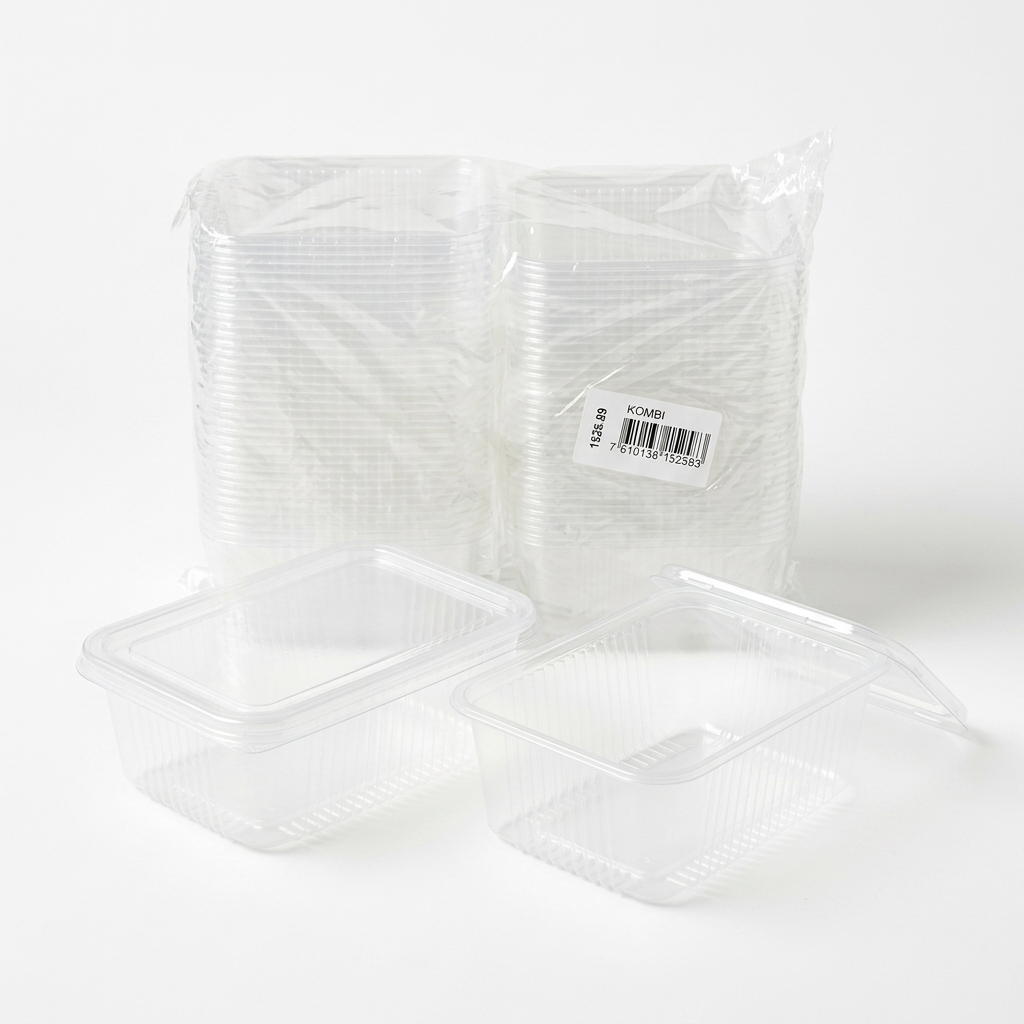 Barquette Plastique PP avec Couvercle pour Vente à Emporter 250 ml (Lot de 50 Pièces)