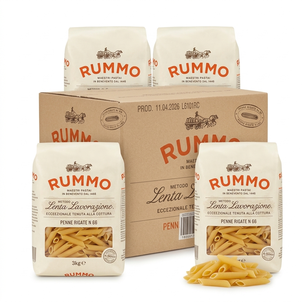 Penne Rigate N.66 Bronzegezogen 3 kg — Rummo