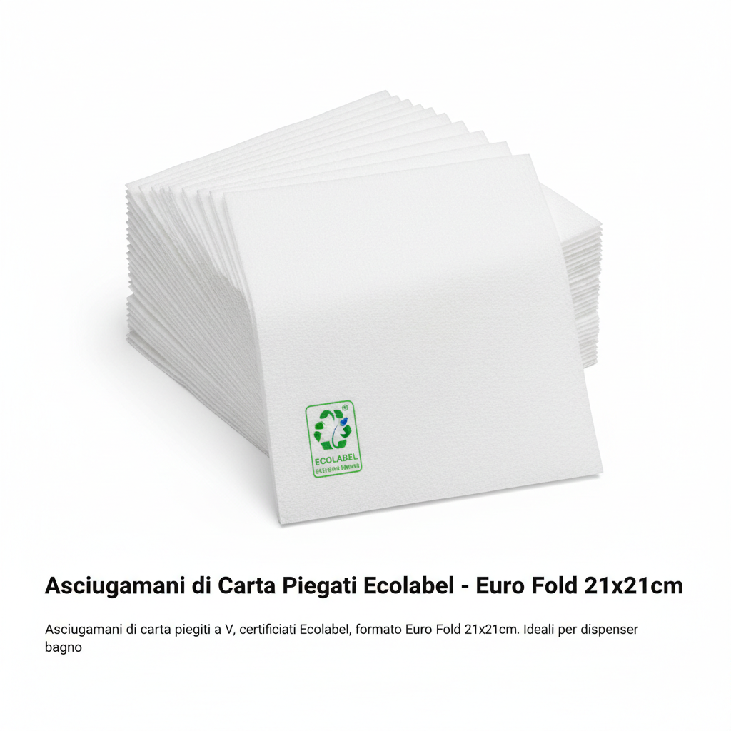 Asciugamani di Carta Piegati Ecolabel - Euro Fold 21x21cm