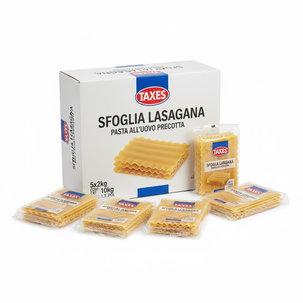 Taxes Sfoglia Lasagna Pasta All'uovo Precotta Amico Freddo 5x2kg Conf 10kg Crt L.t. POL