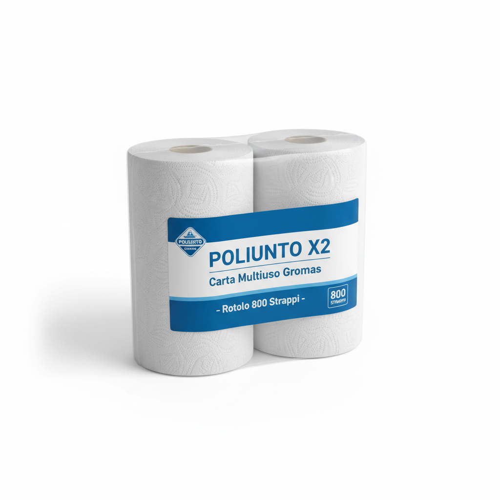 [411024] Poliunto X2 Bobine d'Essuyage Industrielle 2 Plis 800 Feuilles H23 — Lot de 2
