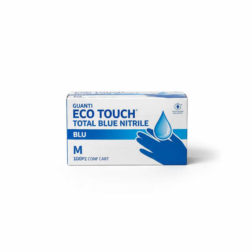Guanti Eco Touch Total Blue Nitrile Blu M 100pz conf CART