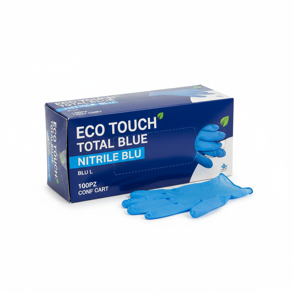 Guanti Eco Touch Total Blue Nitrile Blu L 100pz conf CART