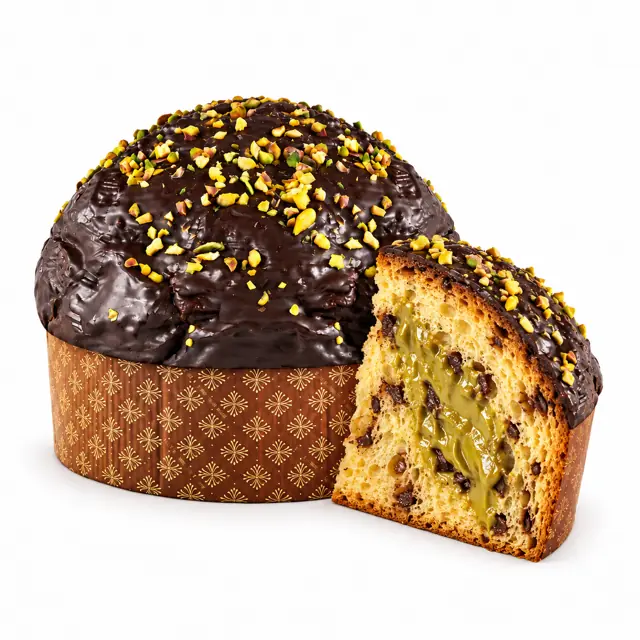 Panettone Pistachio with Jar of Filling Cream 1 kg — Annunziata