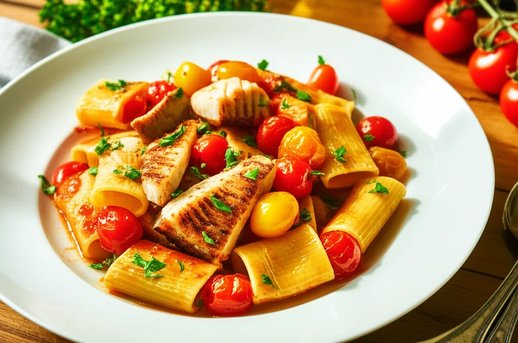 Paccheri Freschi al Pesce Spada e Pomodorini | Ricetta Tradizionale Sicilia