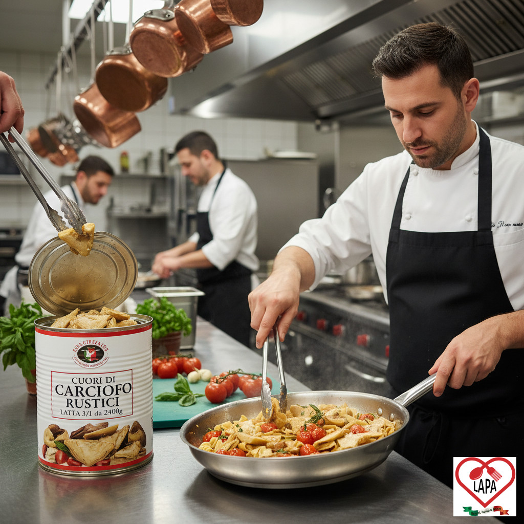 Cuori di Carciofo Rustici - Latta 3/1 da 2400g - Utilizzo 1