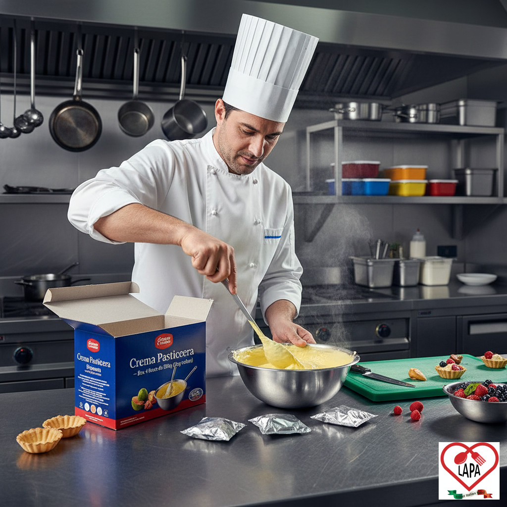 Crema Pasticcera Preparata - Box 4 Buste da 500g (2kg totale) - Utilizzo 1