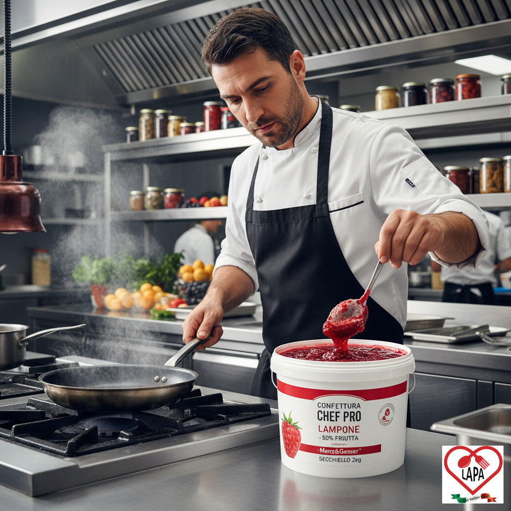 Confettura Chef Pro Lampone 50% Frutta - Menz&Gasser - Secchiello 2kg - Utilizzo 1