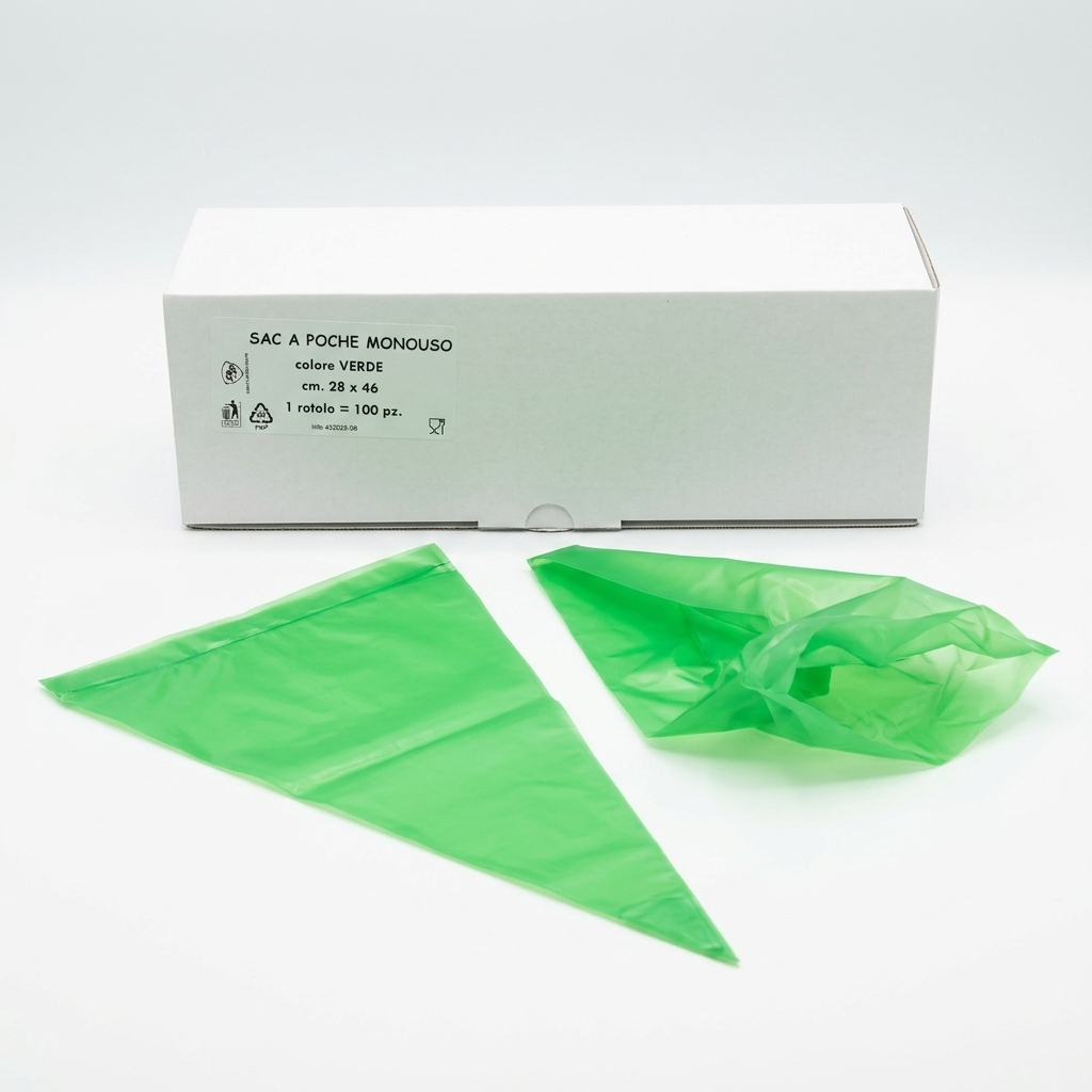 Piping Bags Green Size M 28x46 cm 100 pcs (Carton 10 Rolls) — BP Cartotecnica