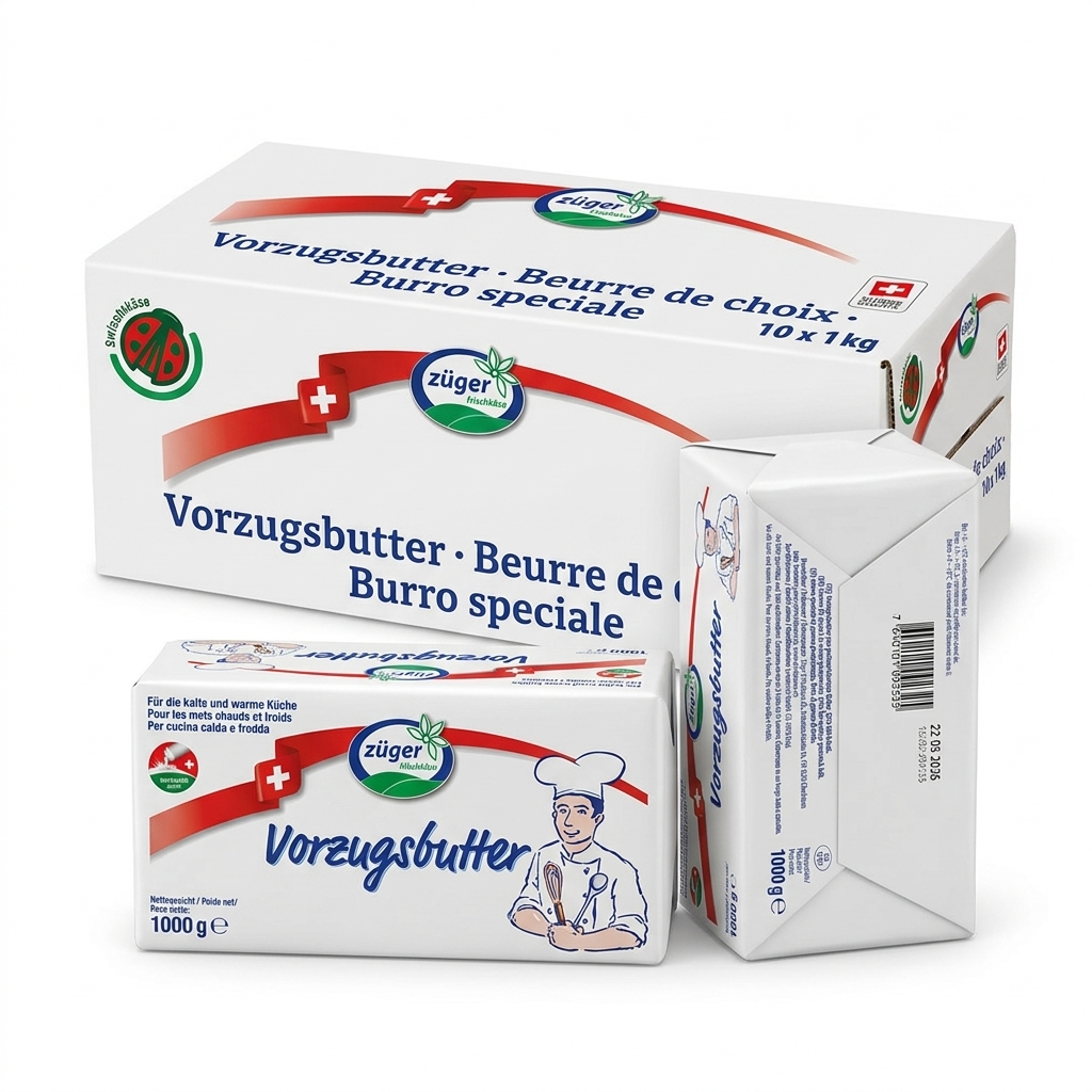 Beurre Vorzugsbutter Suisse Plaquette 1 kg (Carton 10) — Züger Frischkäse