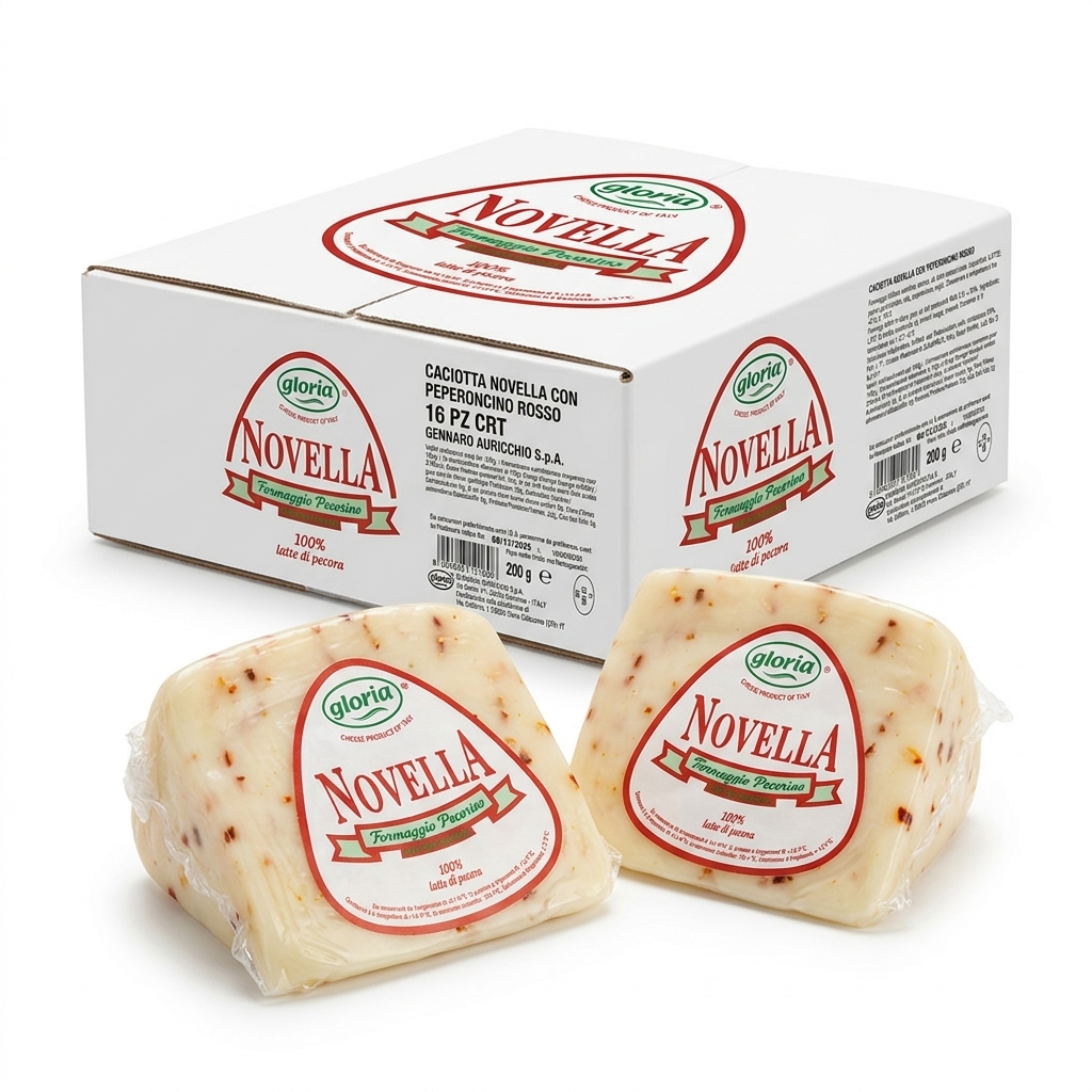 Caciotta Ovina con Peperoncino Rosso 200 g (Karton 16) — Auricchio