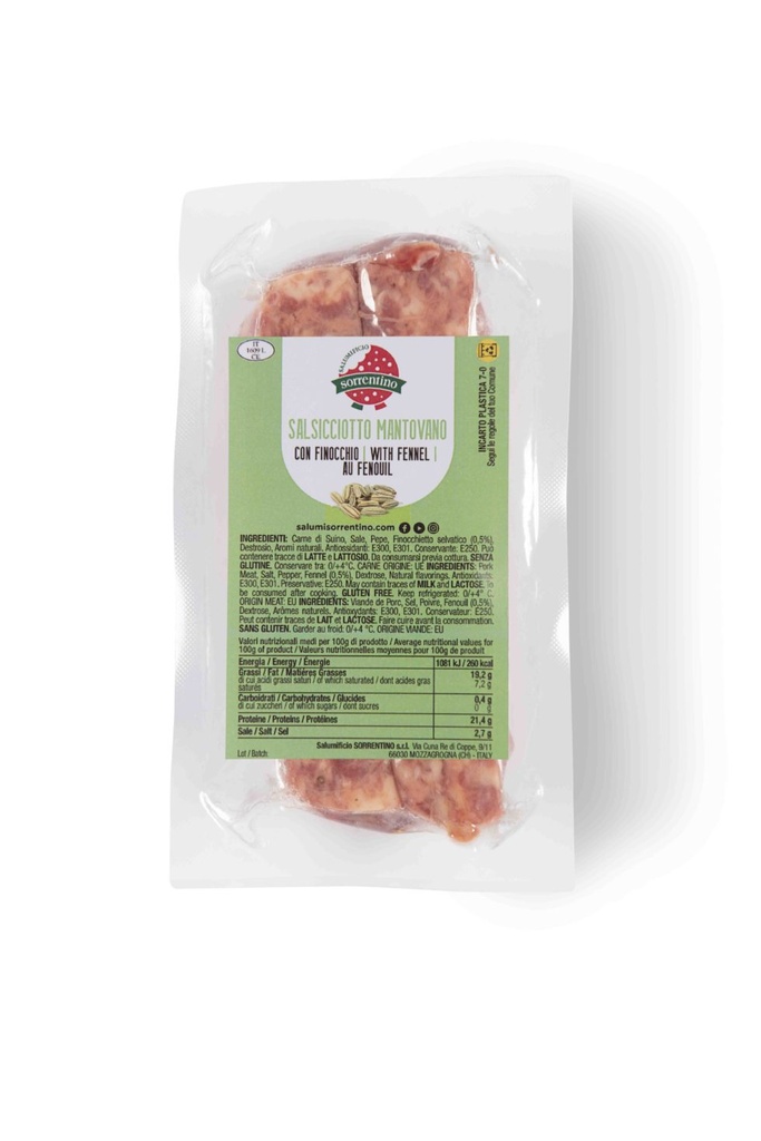 Salsicciotto Mantovano Finocchio 6 Pack pkg Ca 500g Sorr
