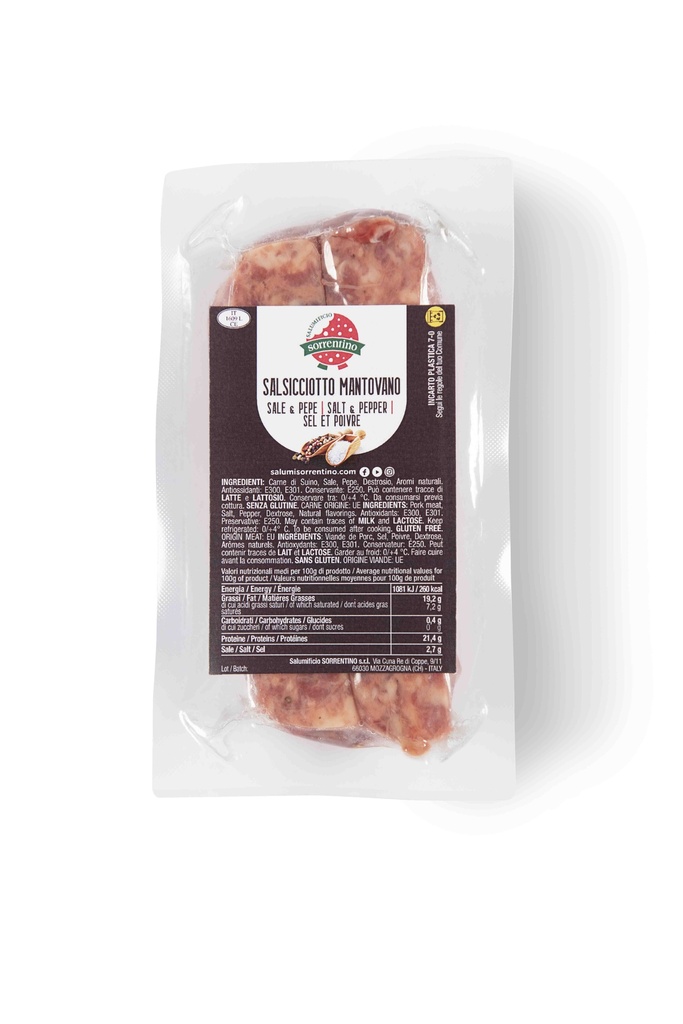 SALSICCIOTTO FRESCO MANTOVANO PACK 6 DOLCE CONF CA 500G SORR