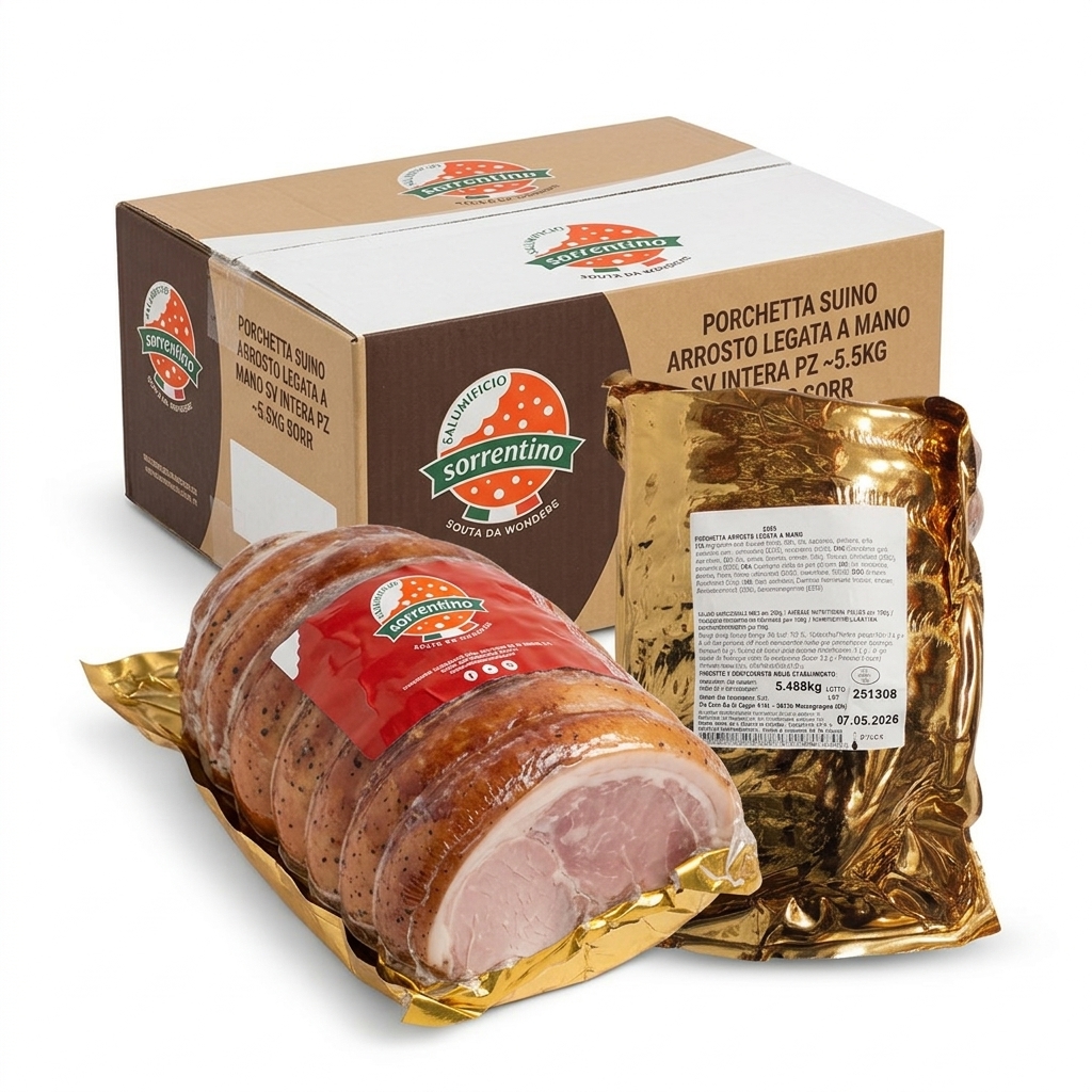 Porchetta — Handgebundener Entbeinter Schweinebraten — Sorrentino