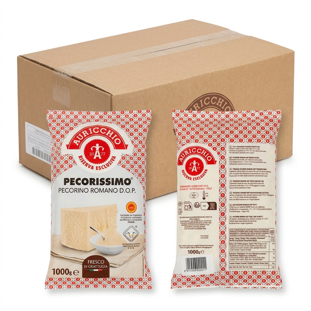PECORINO ROMANO DOP GRATED CHEESE FRESH 1KG 10KG CRT AUR