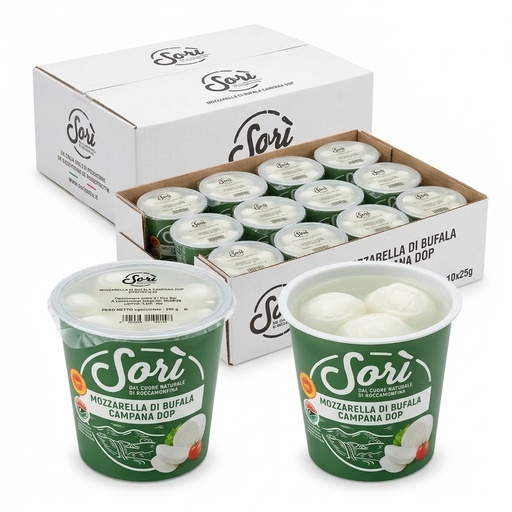 Mozzarella di Bufala Campana DOP Ovoline 25 g Tub 250 g — Sorì Italia