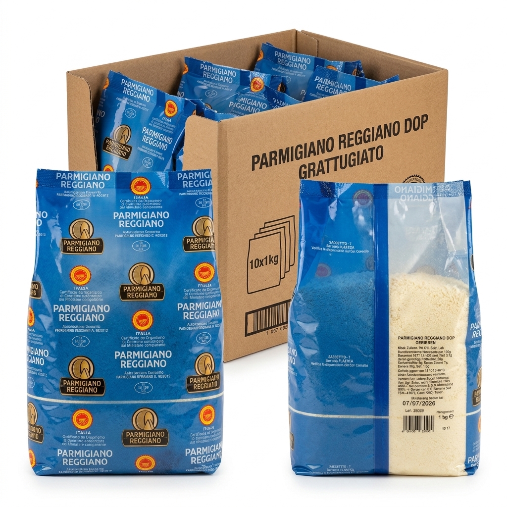 Parmigiano Reggiano DOP Freshly Grated 1 kg (Case 10) — Latteria Sociale Mantova