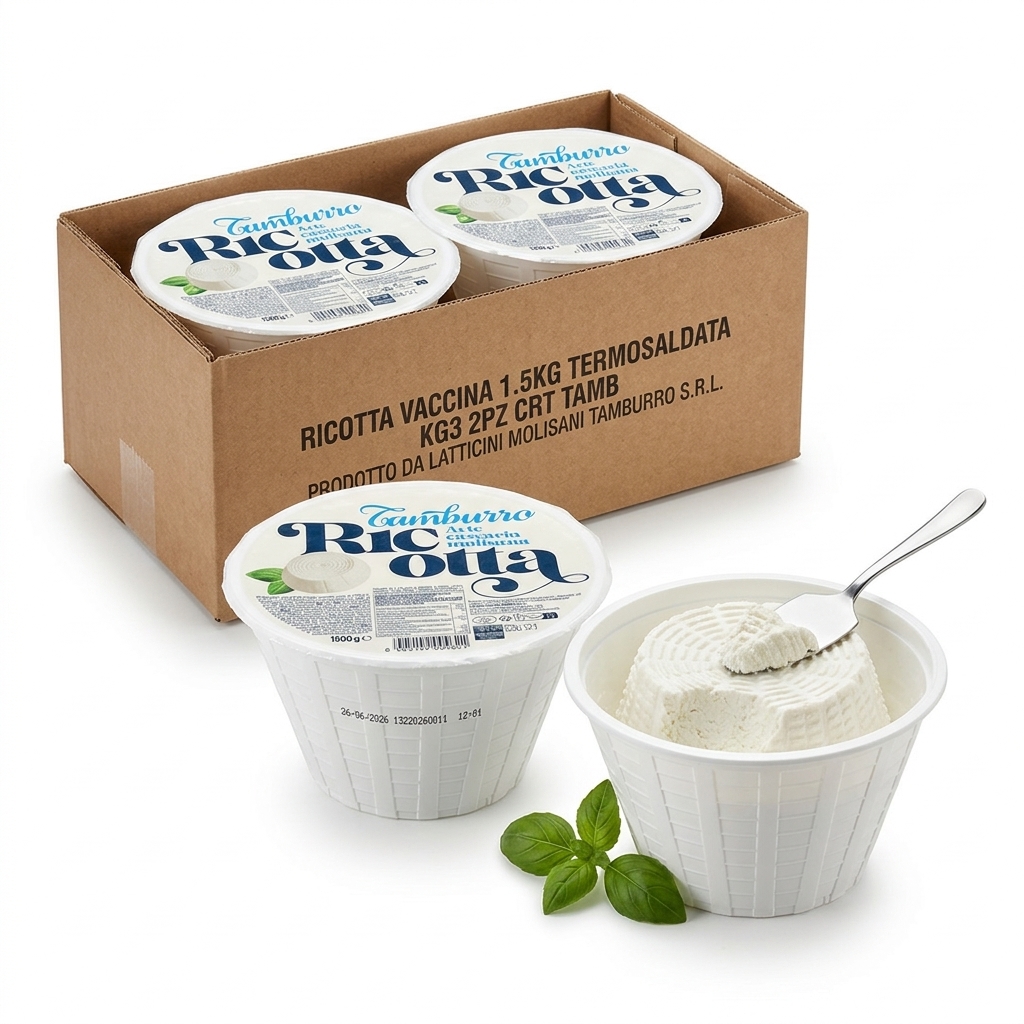 Ricotta Vaccina Termosaldata 1,5 kg (Cartone 2 Pezzi) — Tamburro