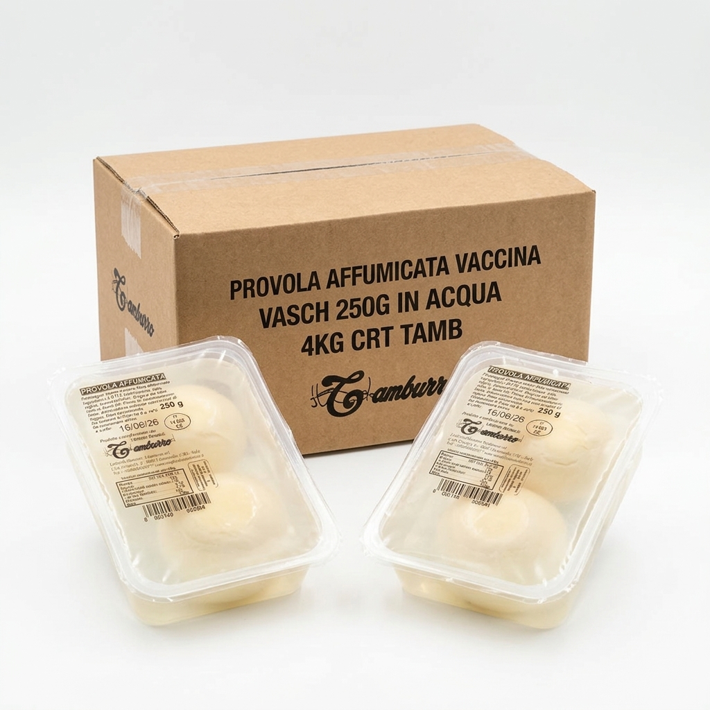 Smoked Cow's Milk Provola, 250 g Tub in Water (4 kg Carton) — Tamburro