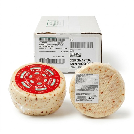 [E2076] Caciotta aus Schafsmilch Novella mit roter Chili Auricchio - Laib 2 kg