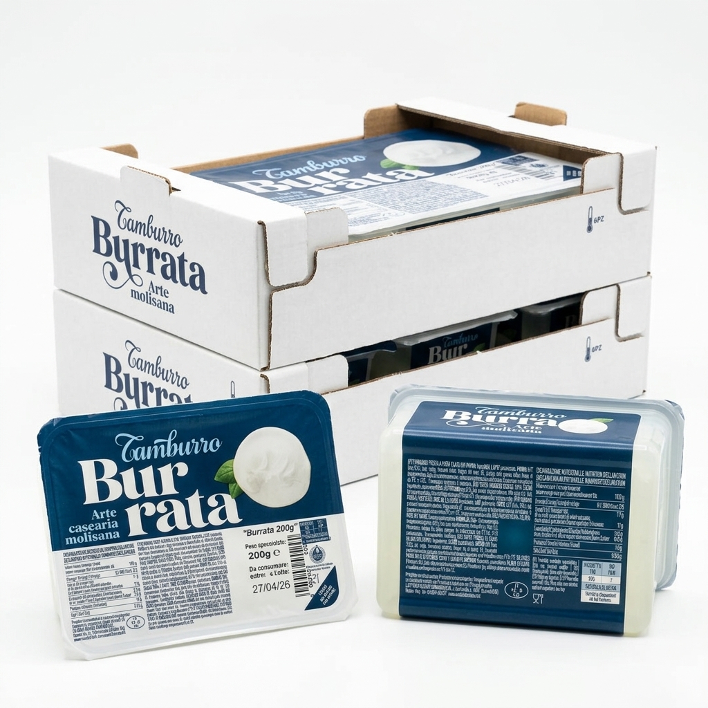Burrata 2×125 g Tub 250 g (Case 6) — La Monella Tamburro