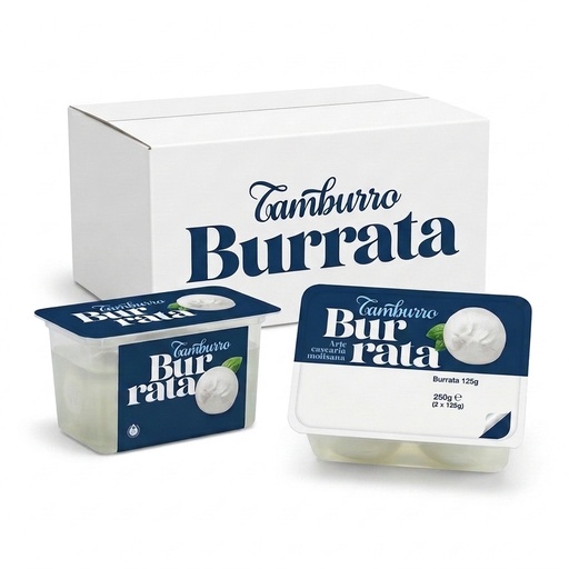 Burrata au lait de vache 2×125 g Barquette 250 g (Carton 6) — La Monella Tamburro