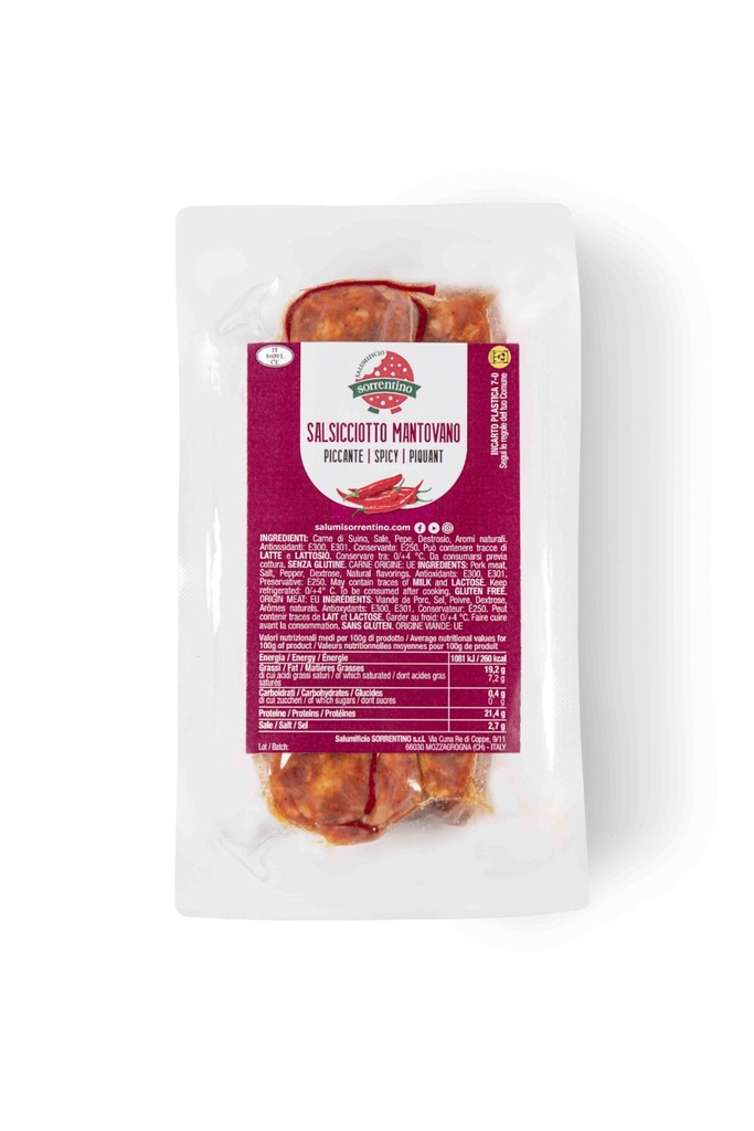 SALSICCIOTTO FRESCO MANTOVANO 6 PACK PICCANTE CONF CA 500G SORR