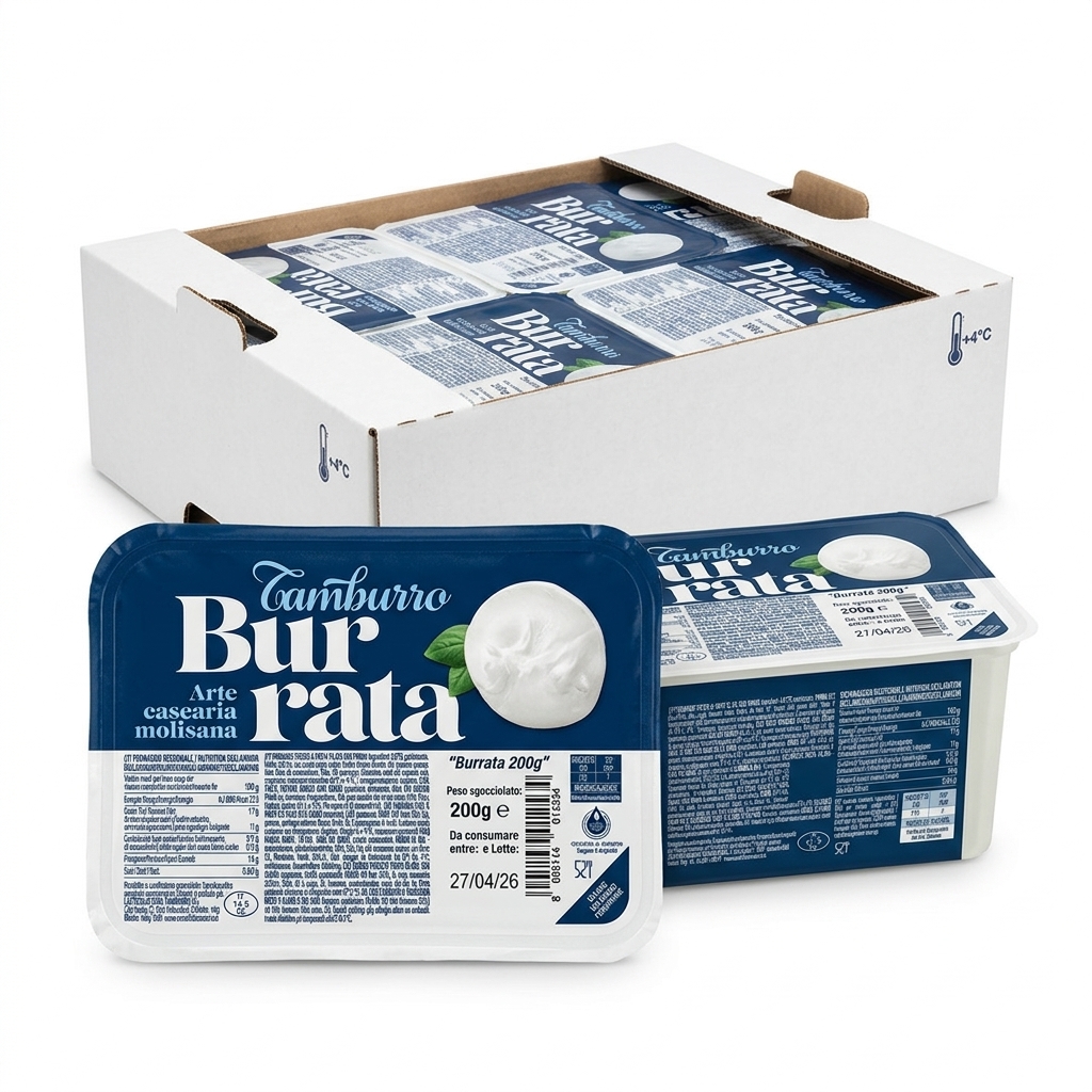 Burrata 200 g (Karton 1,6 kg) — La Monella Tamburro