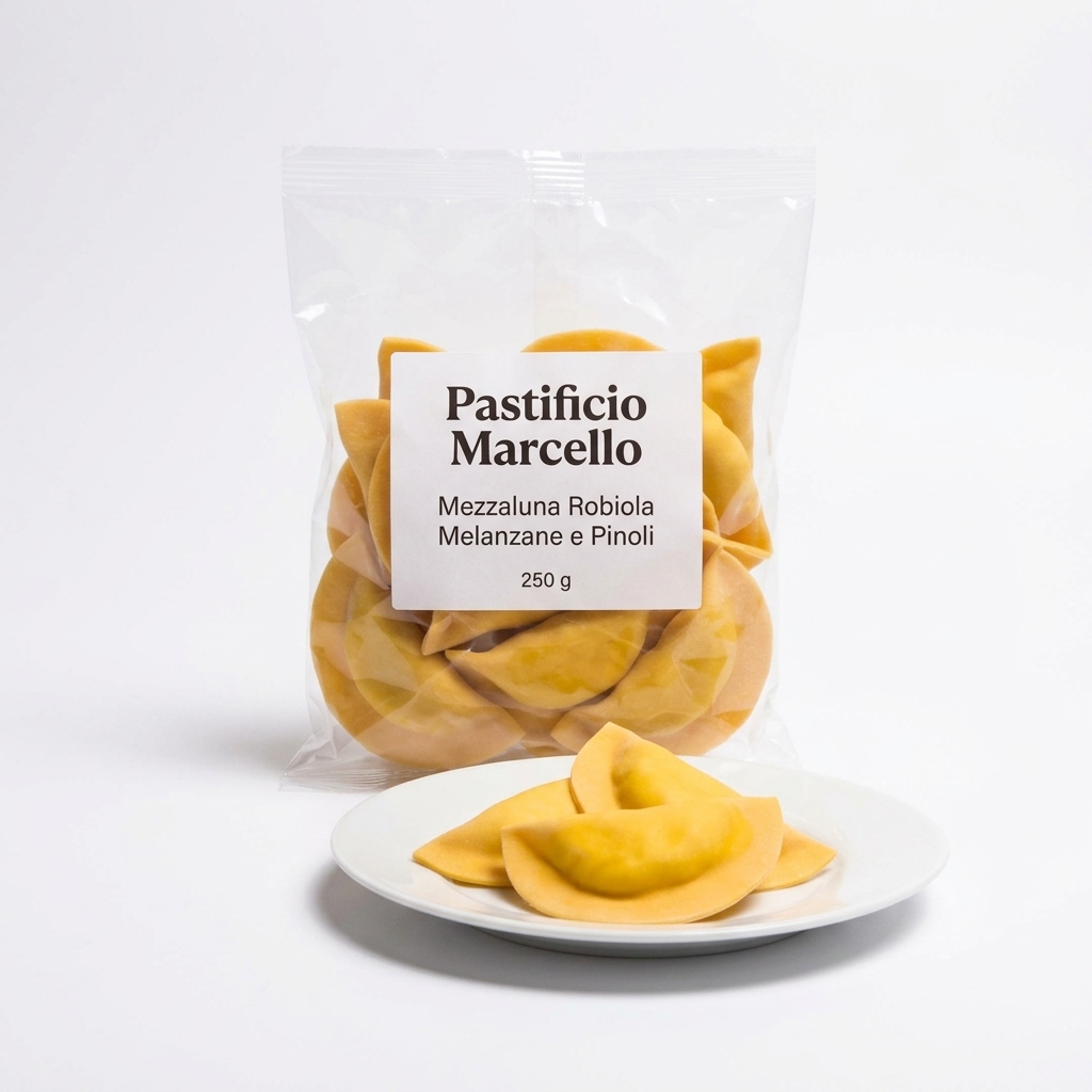 Pâtes farcies à la robiola, aux pignons et aux aubergines 250 g (Carton 3 kg) MARC