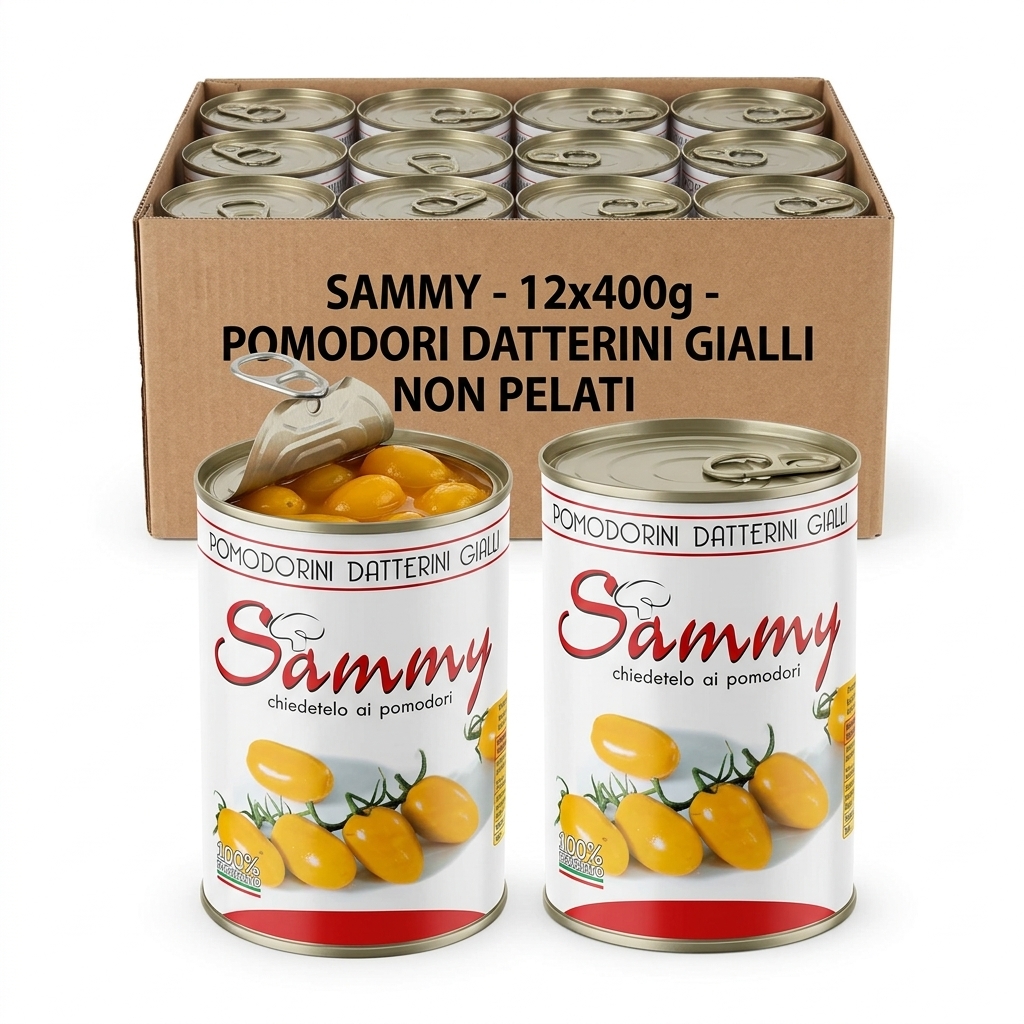 Gelbe Datterini-Tomaten Ungeschält im Saft 500 g (Karton 12) — Sammy