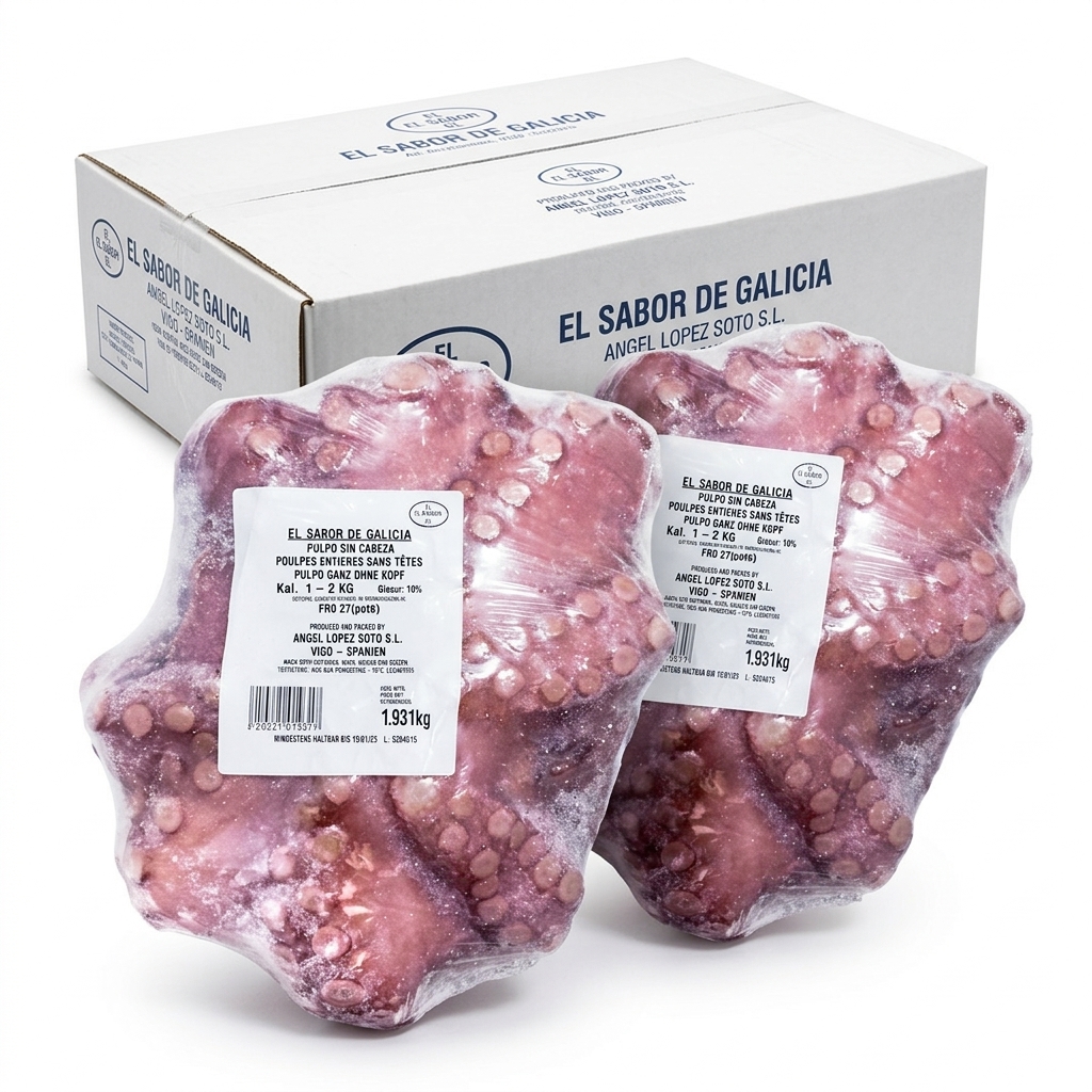 Octopus Vulgaris IQF Morocco T5 1200-1500 g (Carton approx. 12 kg)
