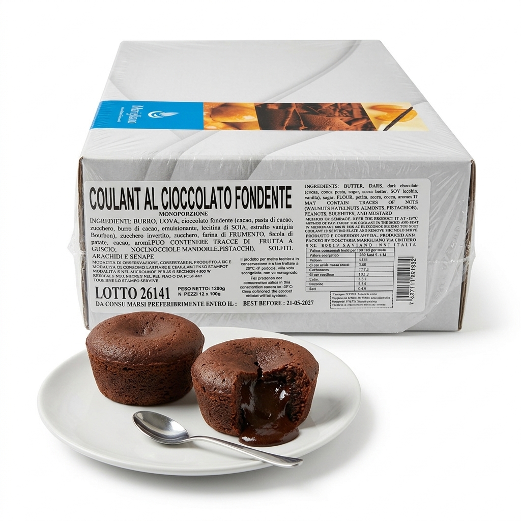 Coulant au Chocolat Noir Mono 12 pcs — Marigliano
