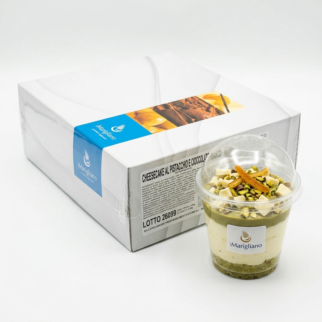 Cheesecake al Pistacchio e Cioccolato Bianco Monoporzione (12 pz)