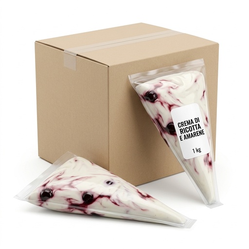 CREMA DI RICOTTA OVINA E VACCINA E AMARENE SURGELATA IN SAC A POCHE 1KG 4PZ CRT RIC