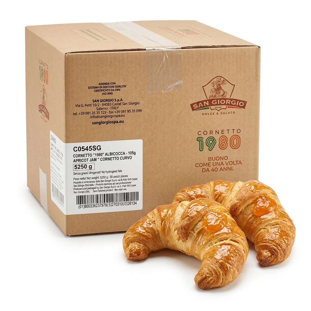 [C0545SG] Cornetto 1980 Gebogenes Aprikosen-Croissant 105g (Karton 50 Stk) — San Giorgio