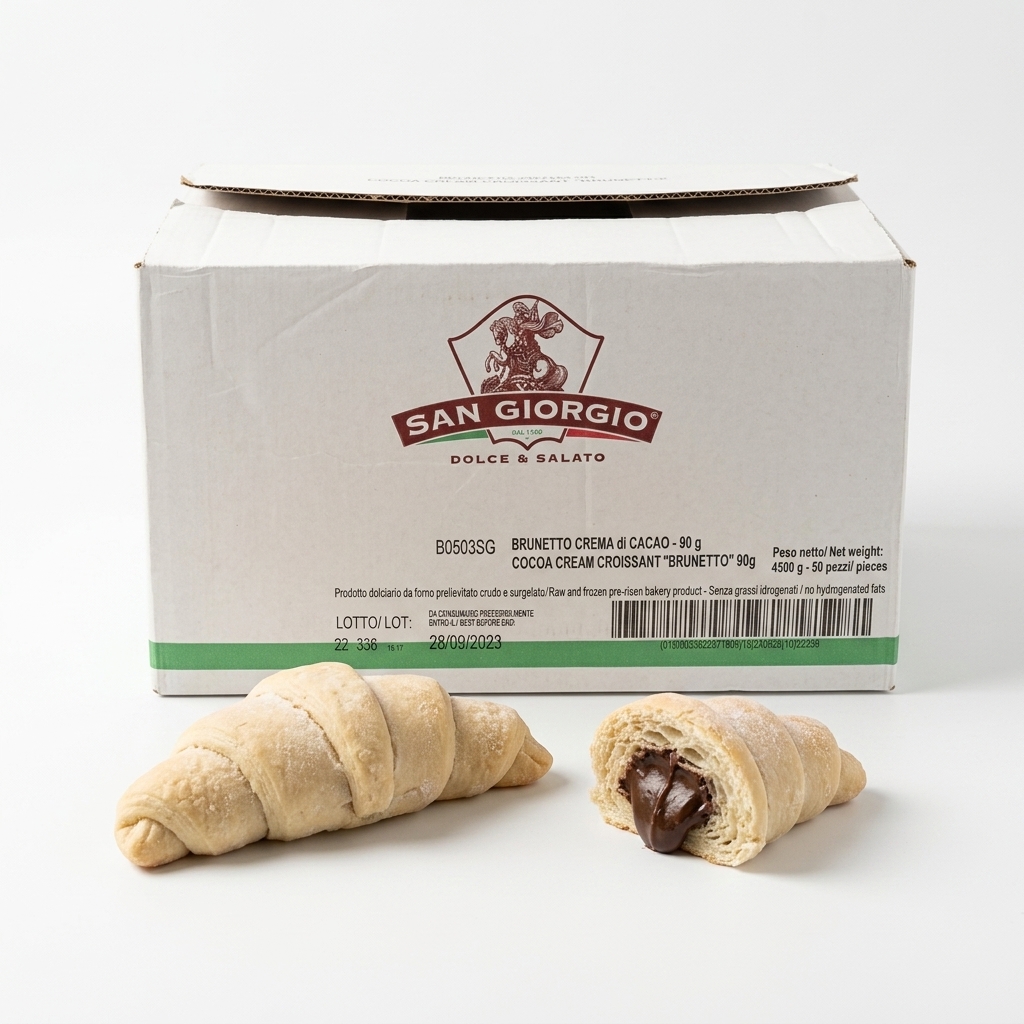 Croissant al Cacao Brunetto Ripieno Crema 90 g (50 pz) — San Giorgio