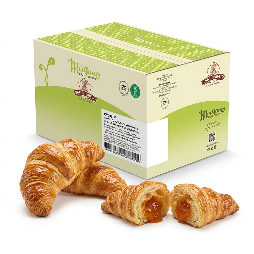 [CV002SG] Cornetto Vegano Curvo all'Albicocca 85 g (Cartone 50 pz) SG