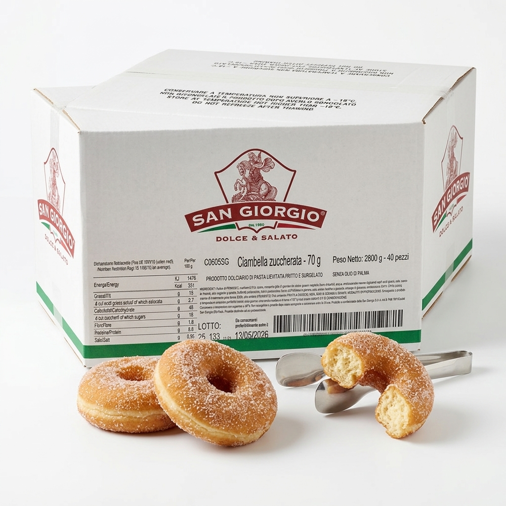 Ciambella Krapfen mit Zucker 70 g Tiefgekühlt - Karton 40 Stück
