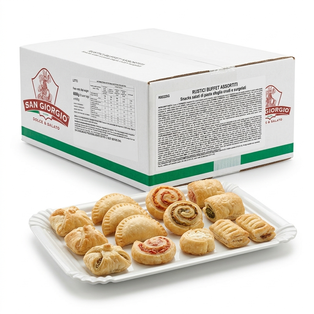 ASSORTED PUFF PASTRY SAVOURY RUSTICI FROZEN 25G 6KG CTN SG