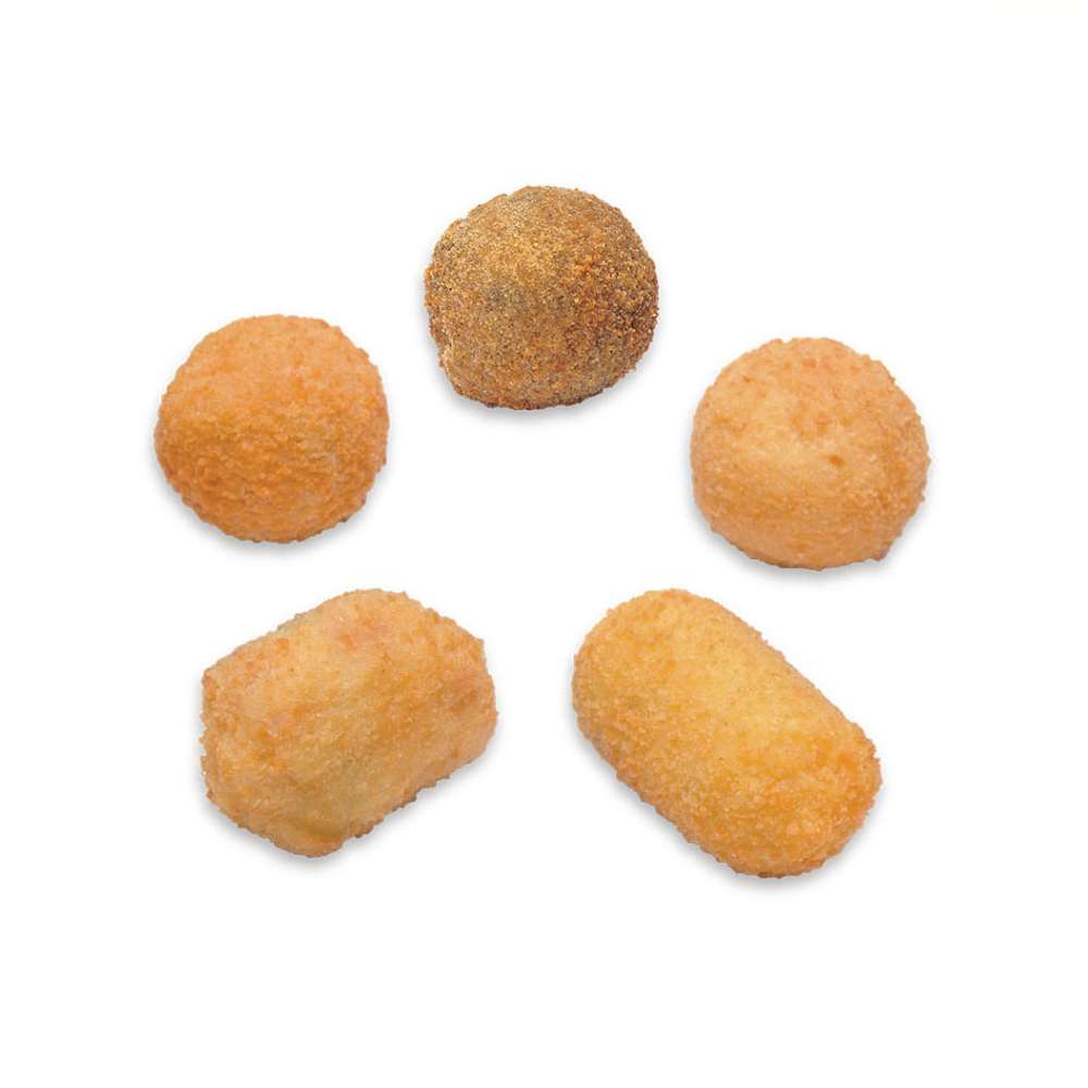 FRITTO MISTO CAMPANO MIGNON 30G (CROCCHE, OLIVA ASCOLANA, ARANCINO AL RAGU, AL SUGO, MOZZARELLINA PANATA) CONF 1KG 3KG CRT SG 