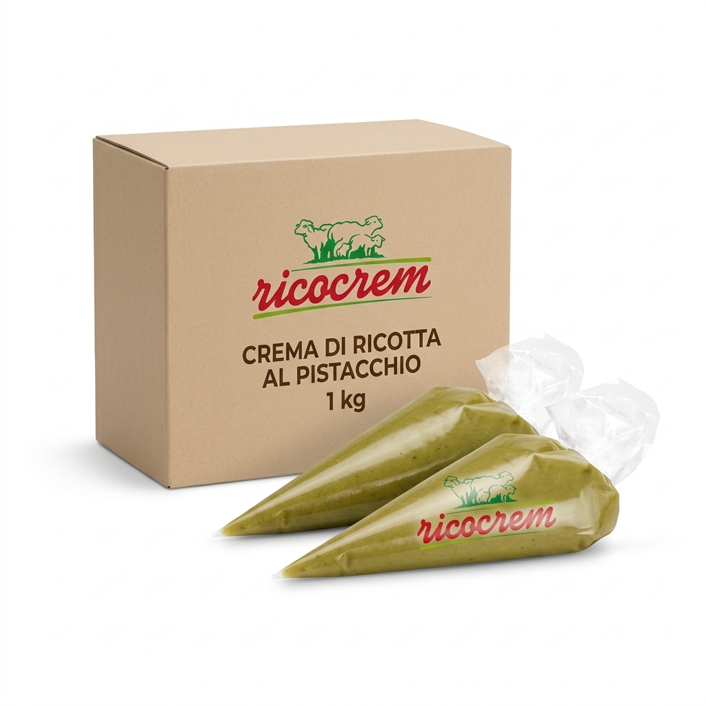 Crema di Ricotta Zuccherata al Pistacchio in Sac à Poche 1 kg (Cartone 4 pezzi) RIC